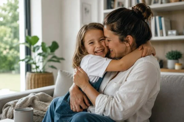happy child with parent after parenting plans Worthing